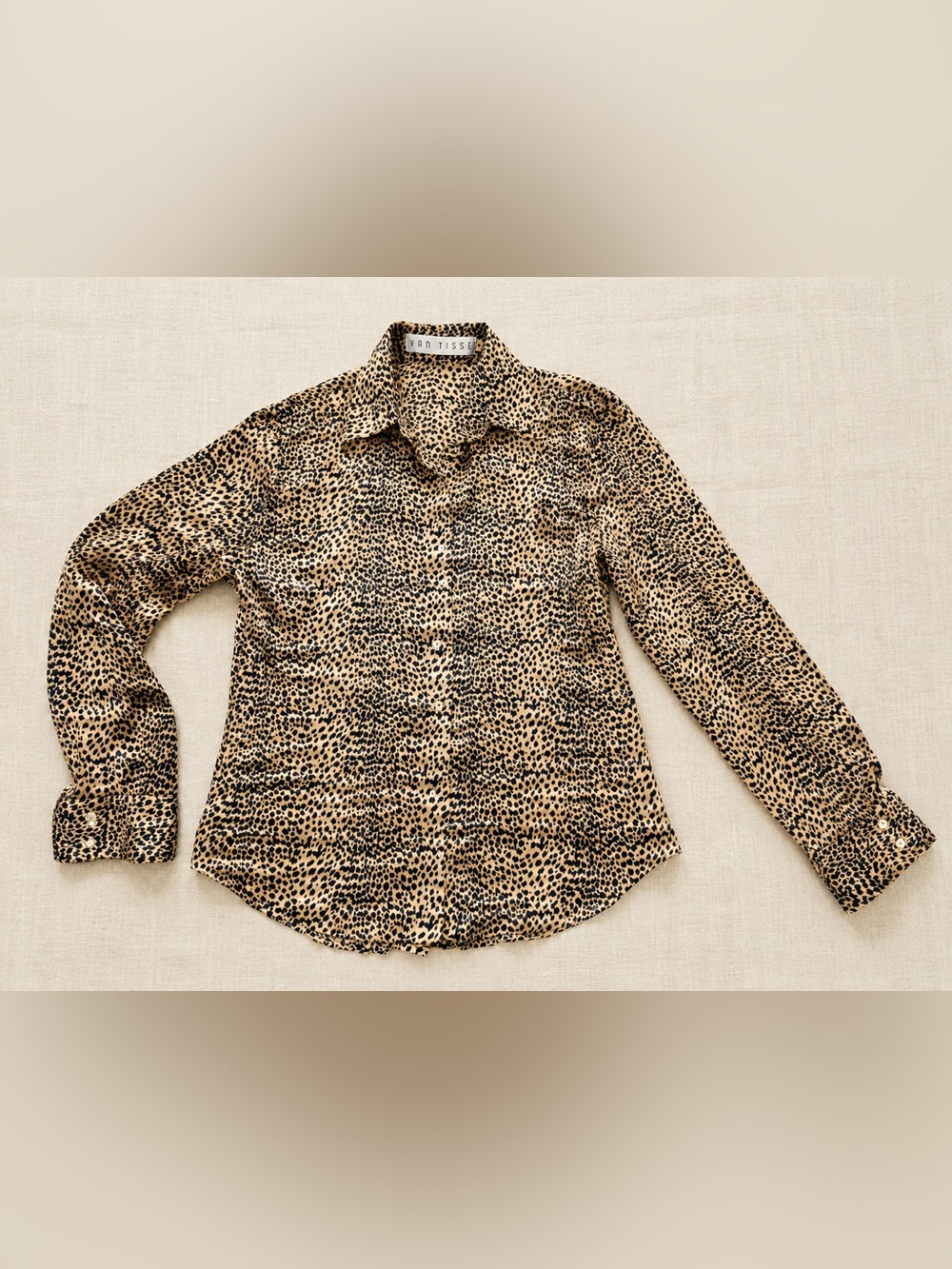 Van Tisse 100% Silk Leopard Print Button Blouse | Mob Wife Chic | Size M - Picture 3 of 9